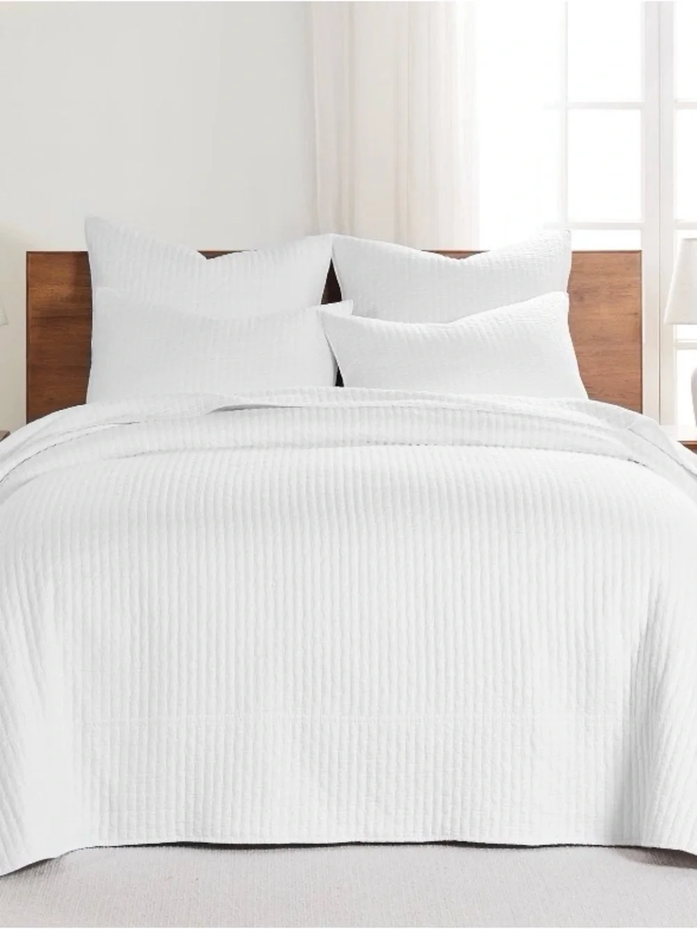 Levtex Home Cross Stitch White Bedspread Set King 3 Pc ( 1 Comforter & 2 Shams )